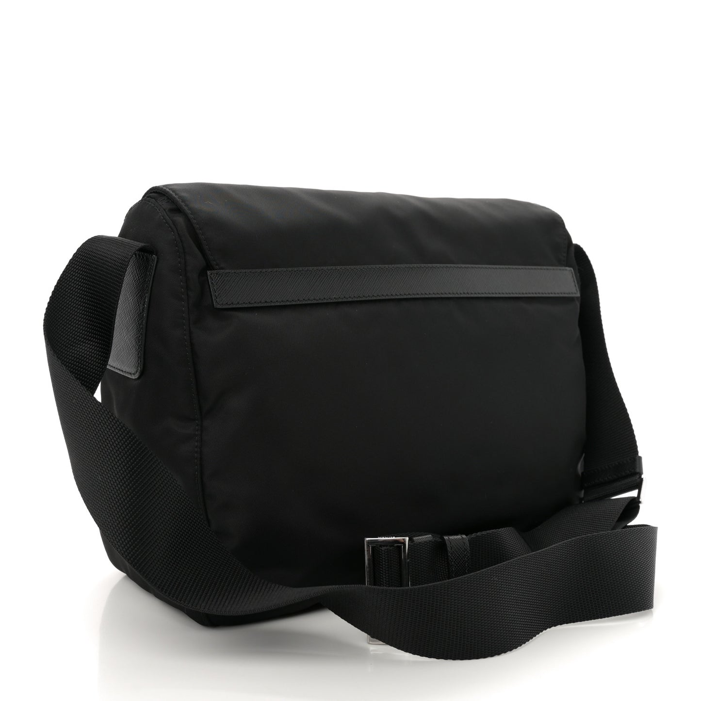 Tessuto Nylon Saffiano Double Buckle Messenger Shoulder Bag Black