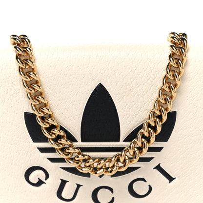 Gucci X ADIDAS Textured Dollar Calfskin Trefoil Embossed Wallet On Chain Off White Black 8 of 10