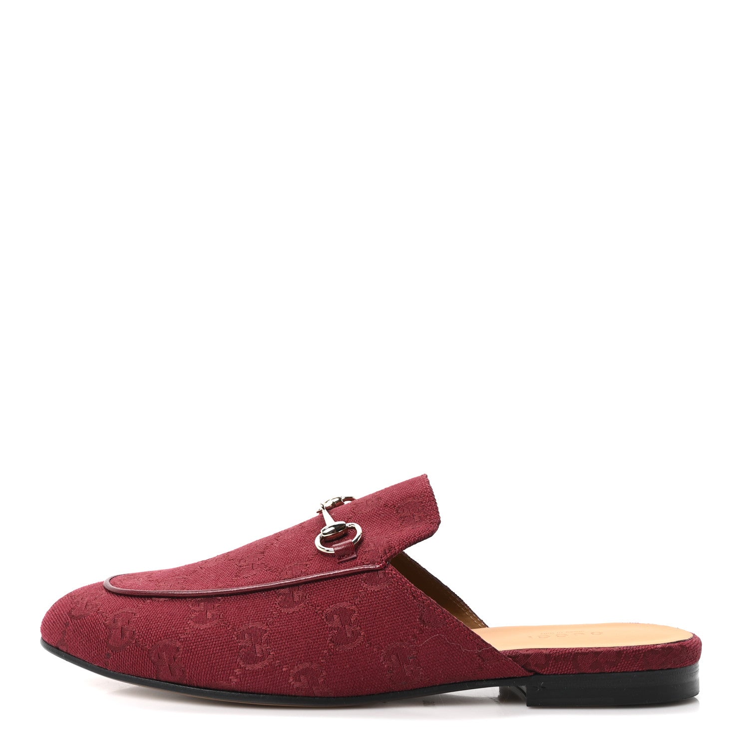 Gucci New Canvas GG Monogram Malaga Kid Womens Princetown Slippers 39.5 Rosso Ancora 1 of 9