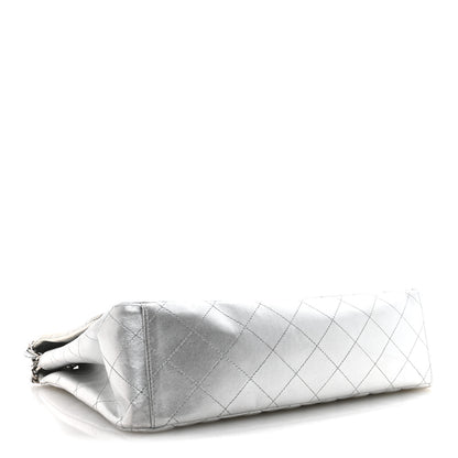 Chanel Metallic Lambskin Quilted Maxi Single Flap Silver 4 of 14
