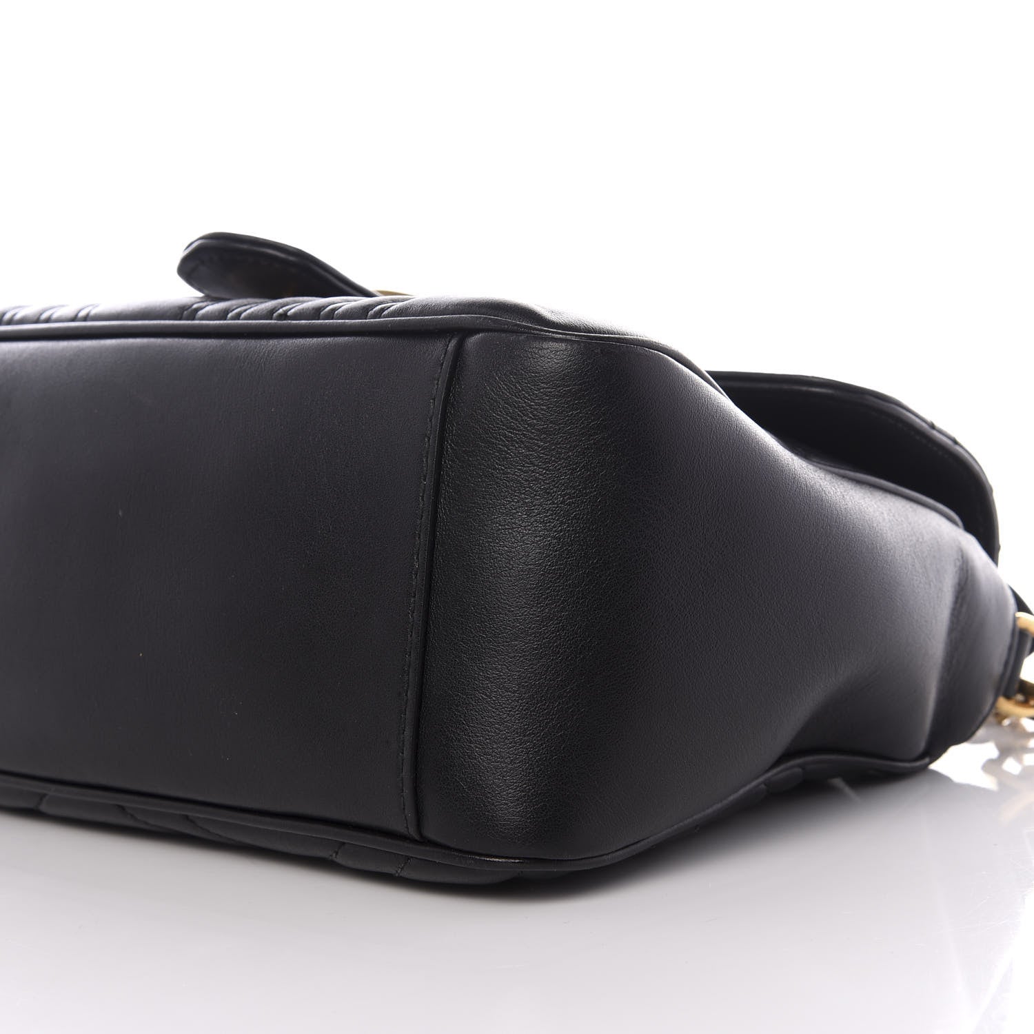 Gucci Calfskin Matelasse Small GG Marmont Top Handle Shoulder Bag Black 8 of 11