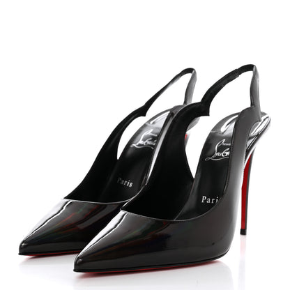 Christian Louboutin Metallic Patent Psychic Hot Chick Slingback 100 Pumps 39.5 Black 3 of 8
