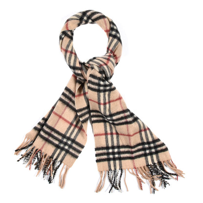 Burberry Cashmere Giant Heritage Check Fringe Scarf Camel 1 of 4
