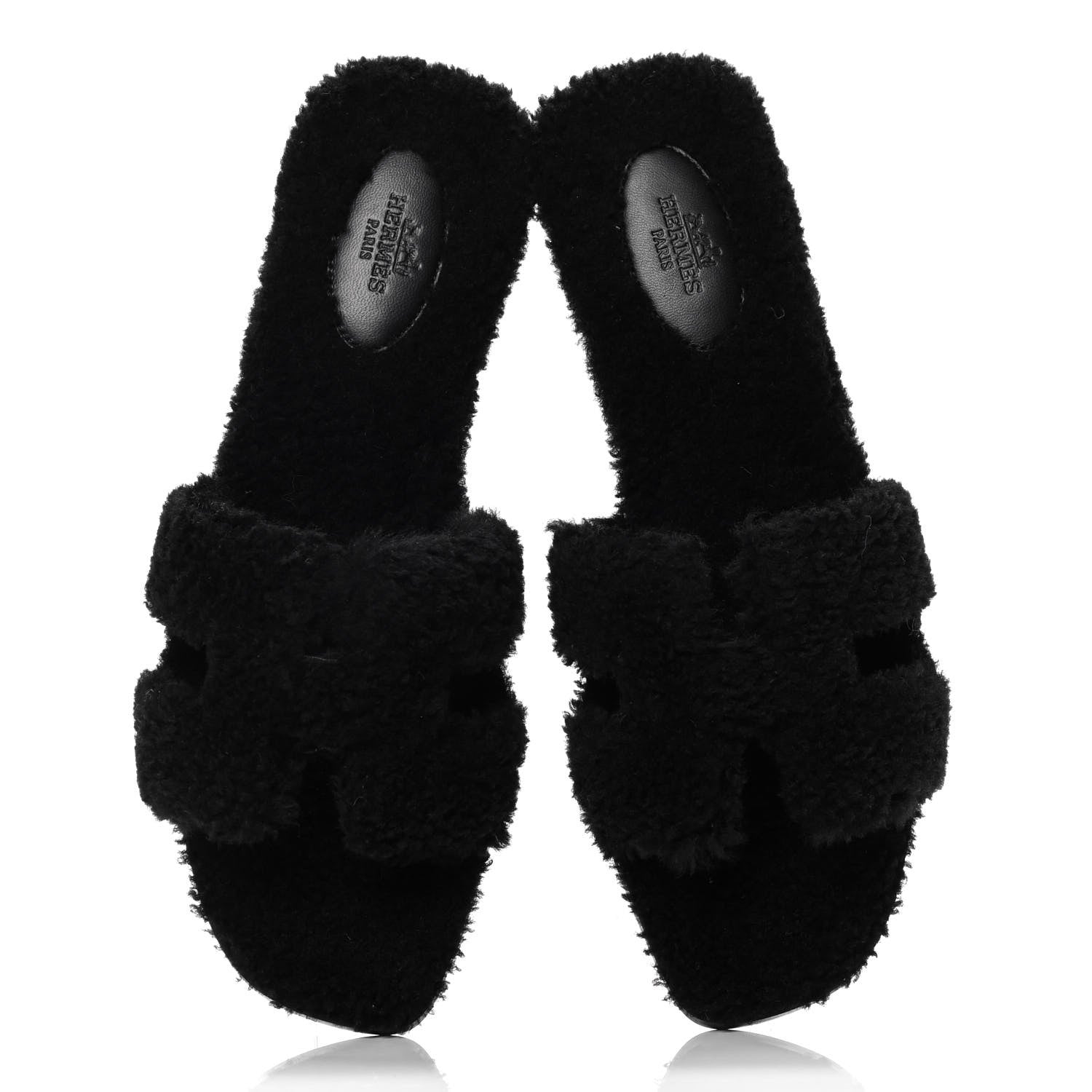 Hermes Woolskin Oran Sandals 41 Black 5 of 10