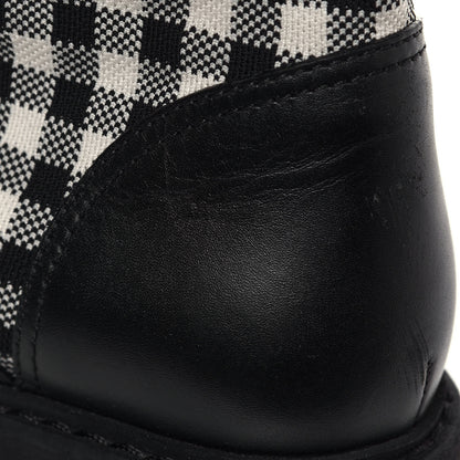 Fendi Vitello Stretch Fabric FF Vichy Rockoko Biker Boots 38.5 Black Crema Tobacco 8 of 9