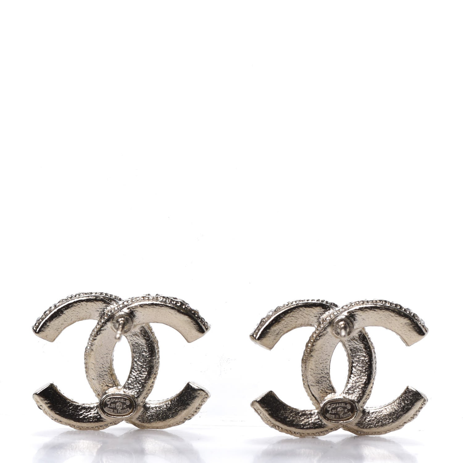 Chanel Crystal CC Earrings Light Gold 3 of 5
