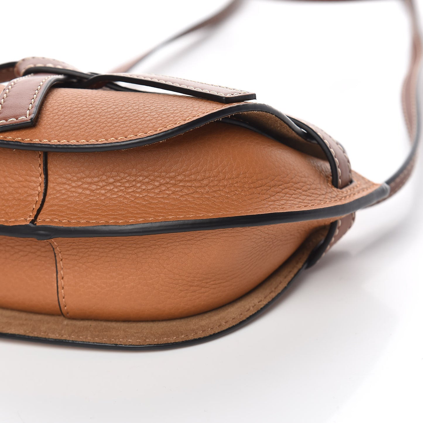 Grained Calfskin Mini Gate Crossbody Bag Caramel Pecan