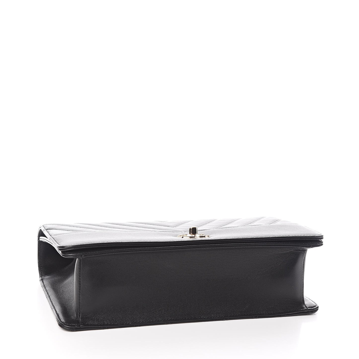 Lambskin Chevron Quilted Flap Black