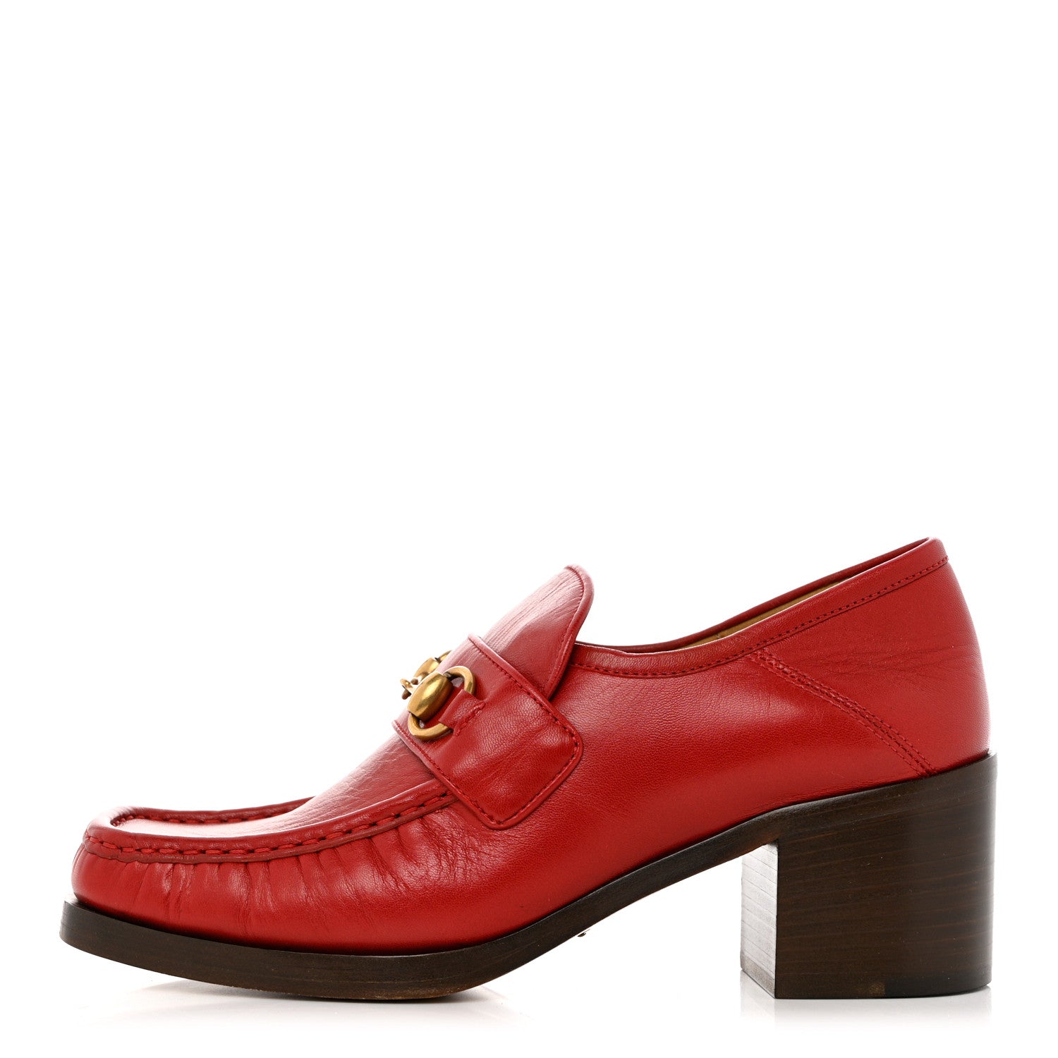 Gucci Malaga Kid Horsebit Loafer Pumps 38 Hibiscus Red 1 of 11