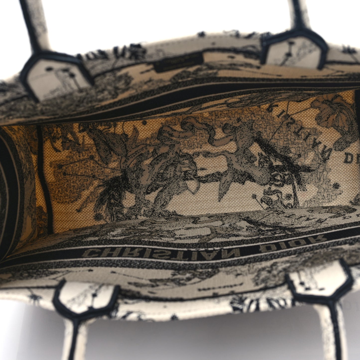 Canvas Embroidered Large Zodiac Toile De Jouy Book Tote Latte