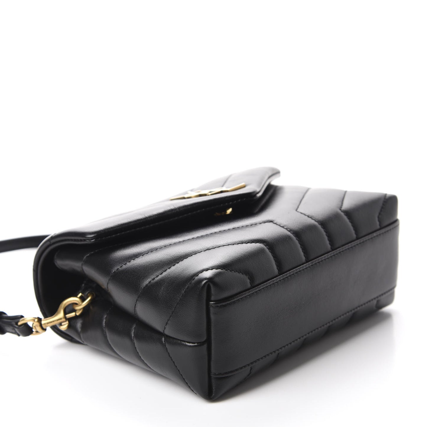 Calfskin Y Quilted Monogram Toy Loulou Crossbody Bag Black