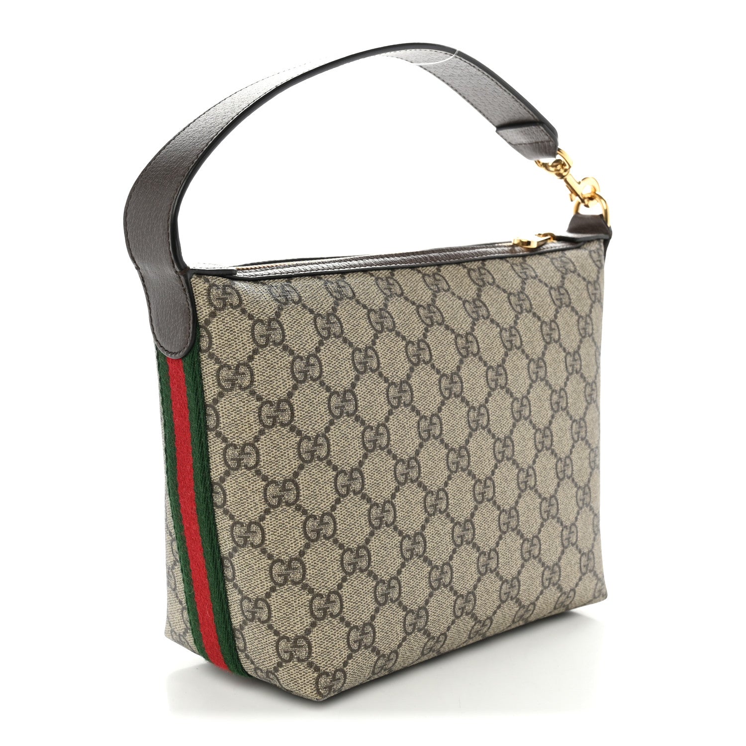 Gucci GG Supreme Monogram Textured Calfskin Web Super Mini Ophidia Shoulder Bag Beige Ebony New Acero 2 of 9
