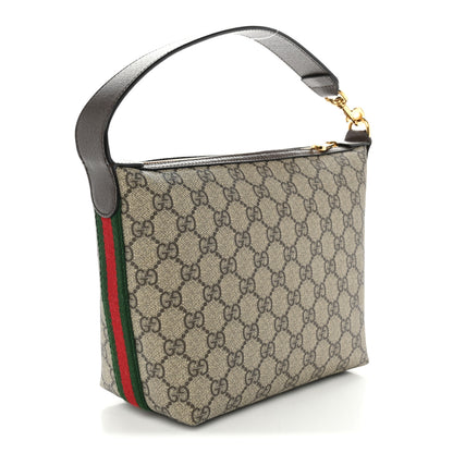 Gucci GG Supreme Monogram Textured Calfskin Web Super Mini Ophidia Shoulder Bag Beige Ebony New Acero 2 of 9