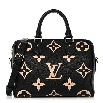 Louis Vuitton Empreinte Monogram Giant Speedy Bandouliere 25 Black Beige 1 of 9