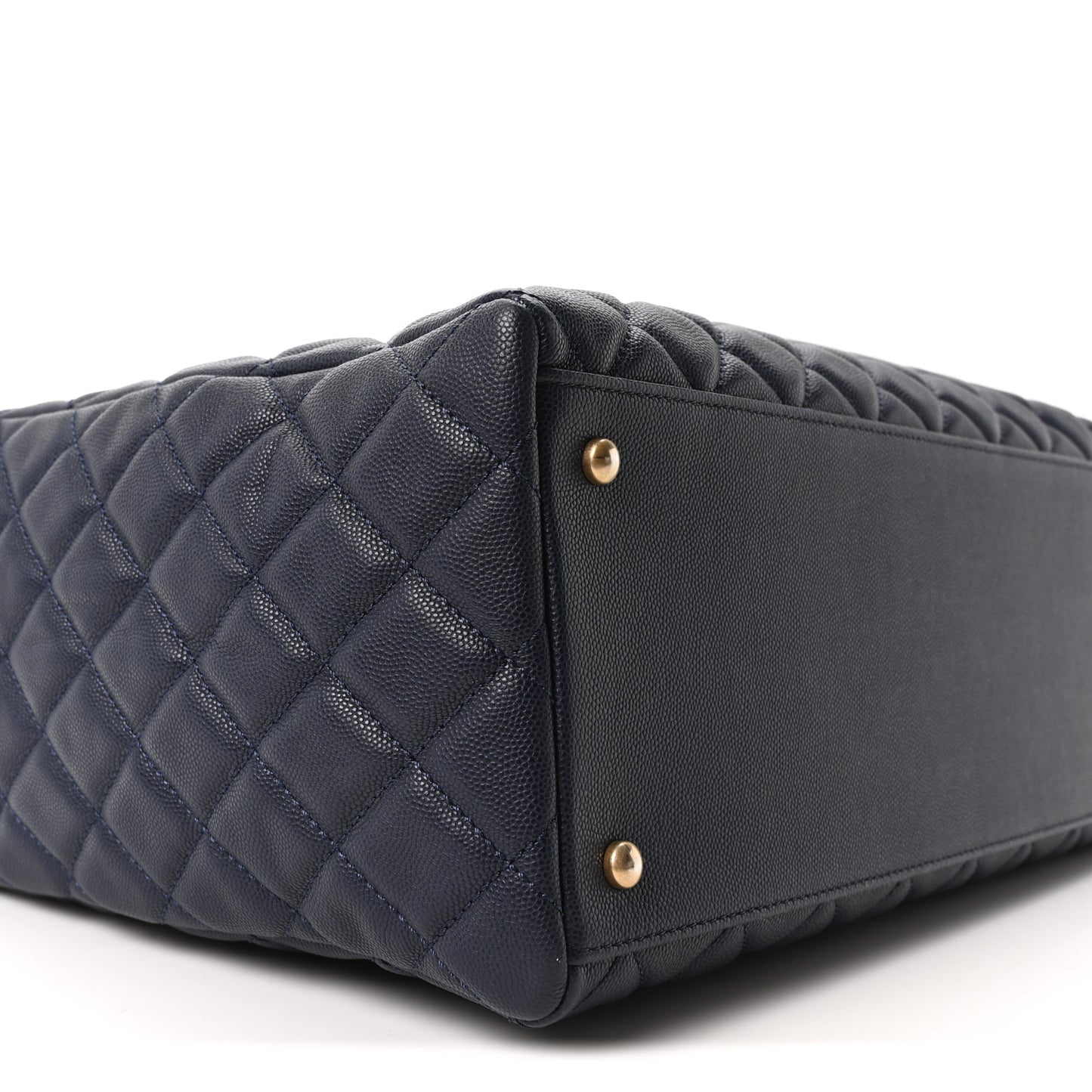 Caviar Quilted Large Coco Handle Shopping Tote Navy