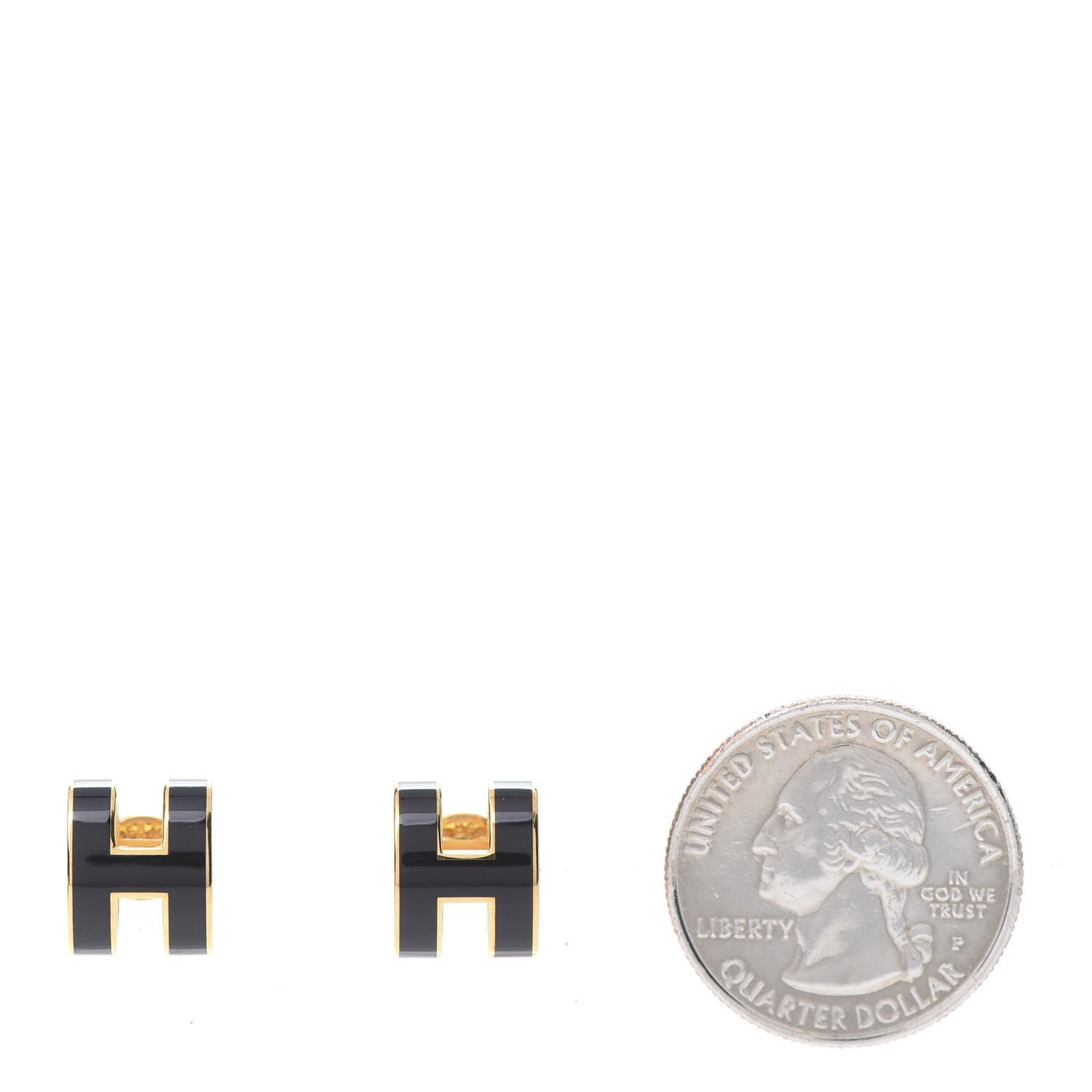 Gold Lacquered Pop H Earrings Black