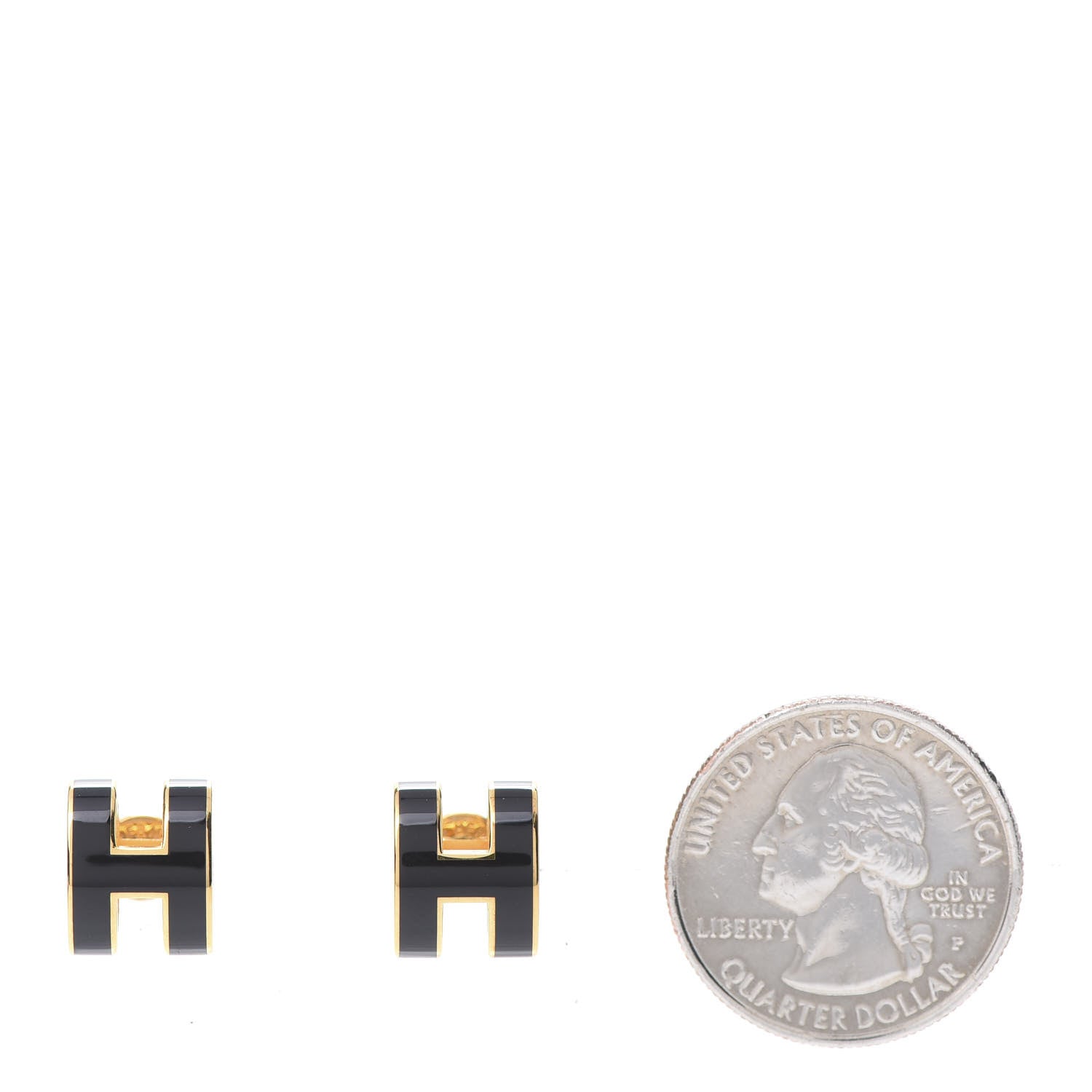 Hermes Gold Lacquered Pop H Earrings Black 2 of 7