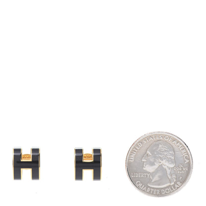 Hermes Gold Lacquered Pop H Earrings Black 2 of 7