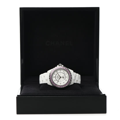 Chanel Stainless Steel Ceramic Diamond Pink Sapphire 42mm J12 Automatic Watch White 5 of 5