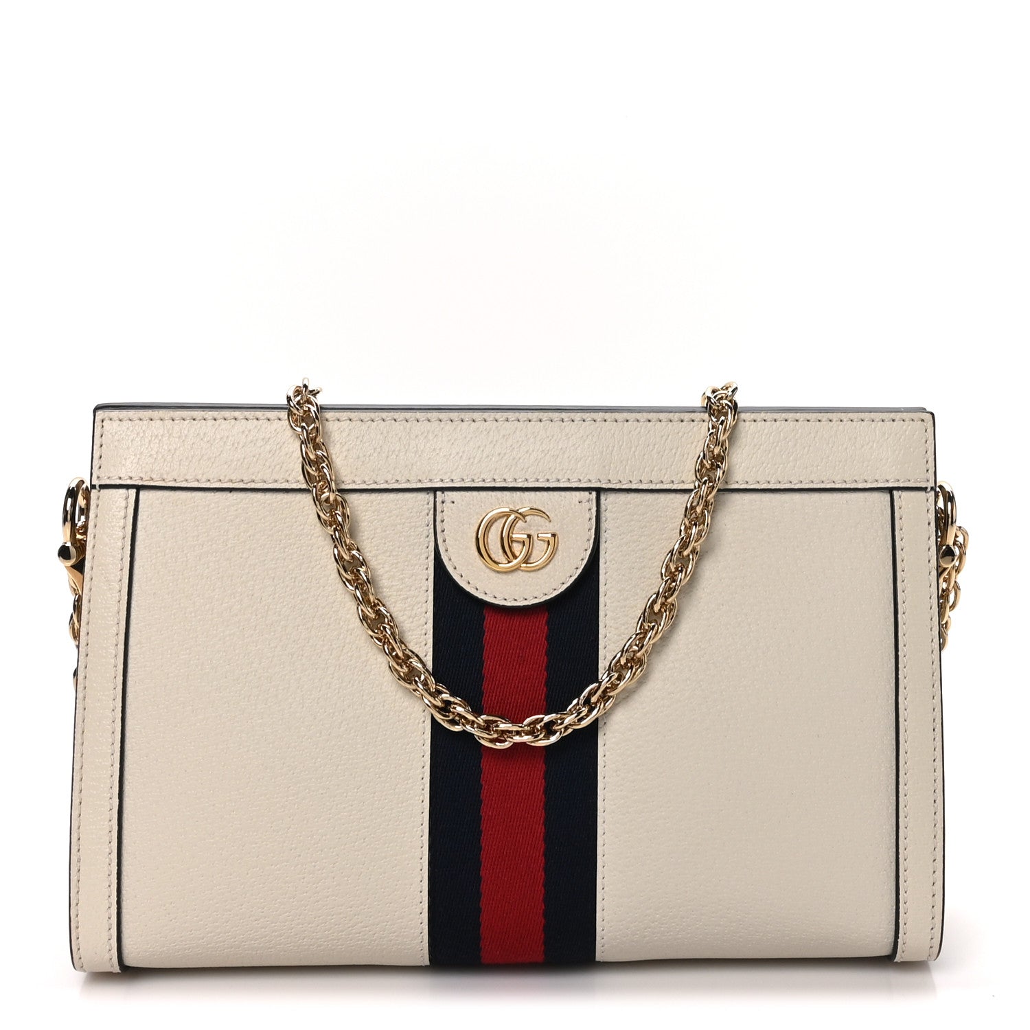 Gucci Textured Calfskin Web Small Ophidia Chain Shoulder Bag Mystic White 1 of 10