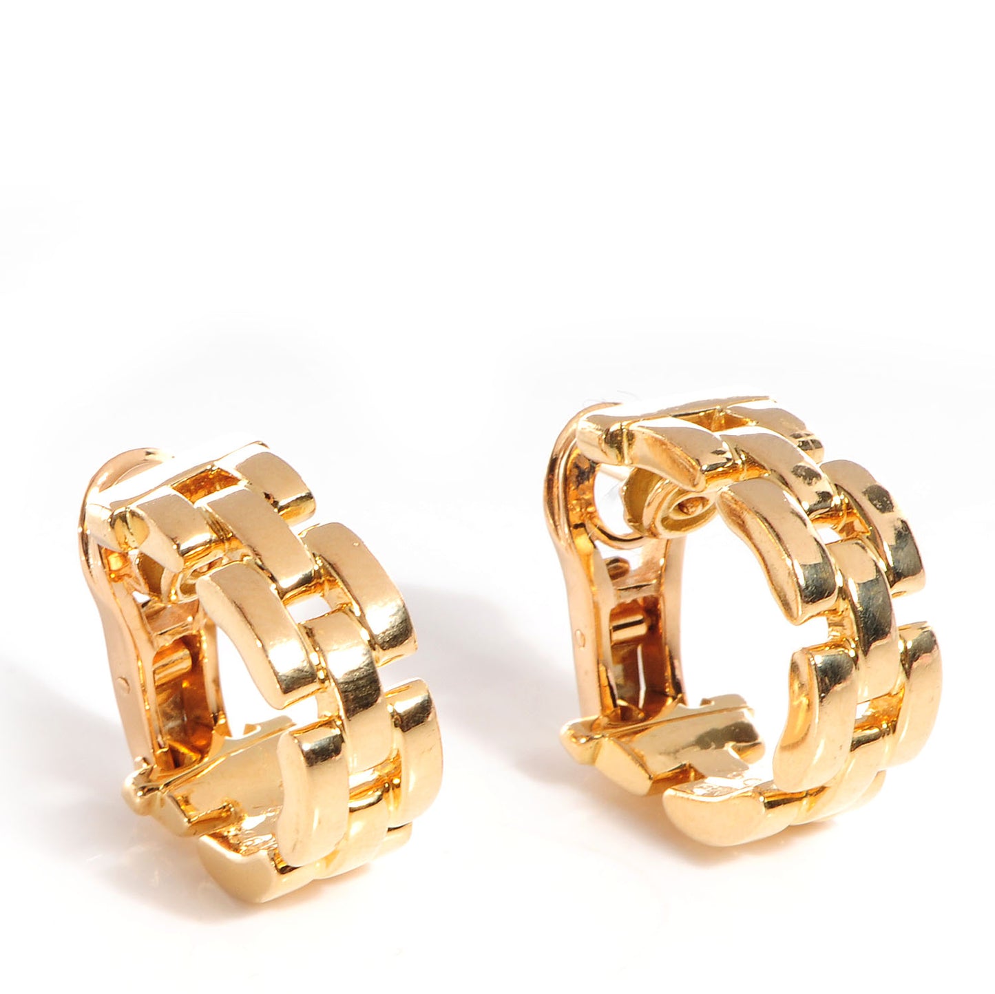 18k Pink Yellow Gold Panthere Maillon Earrings
