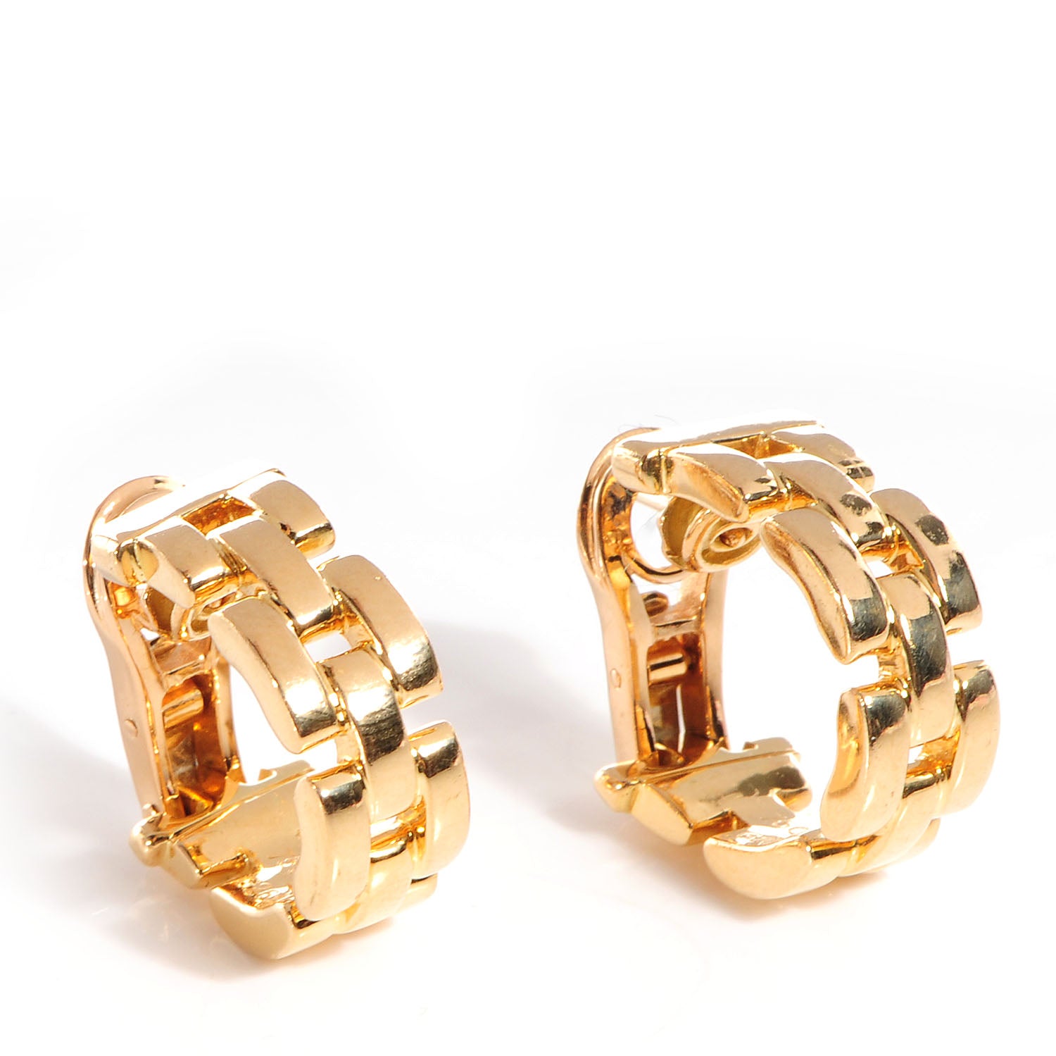 Cartier 18k Pink Yellow Gold Panthere Maillon Earrings 1 of 7