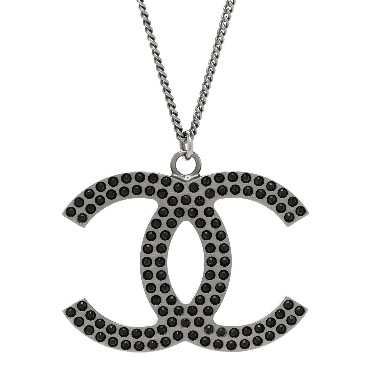 Crystal Large CC Necklace Ruthenium Black