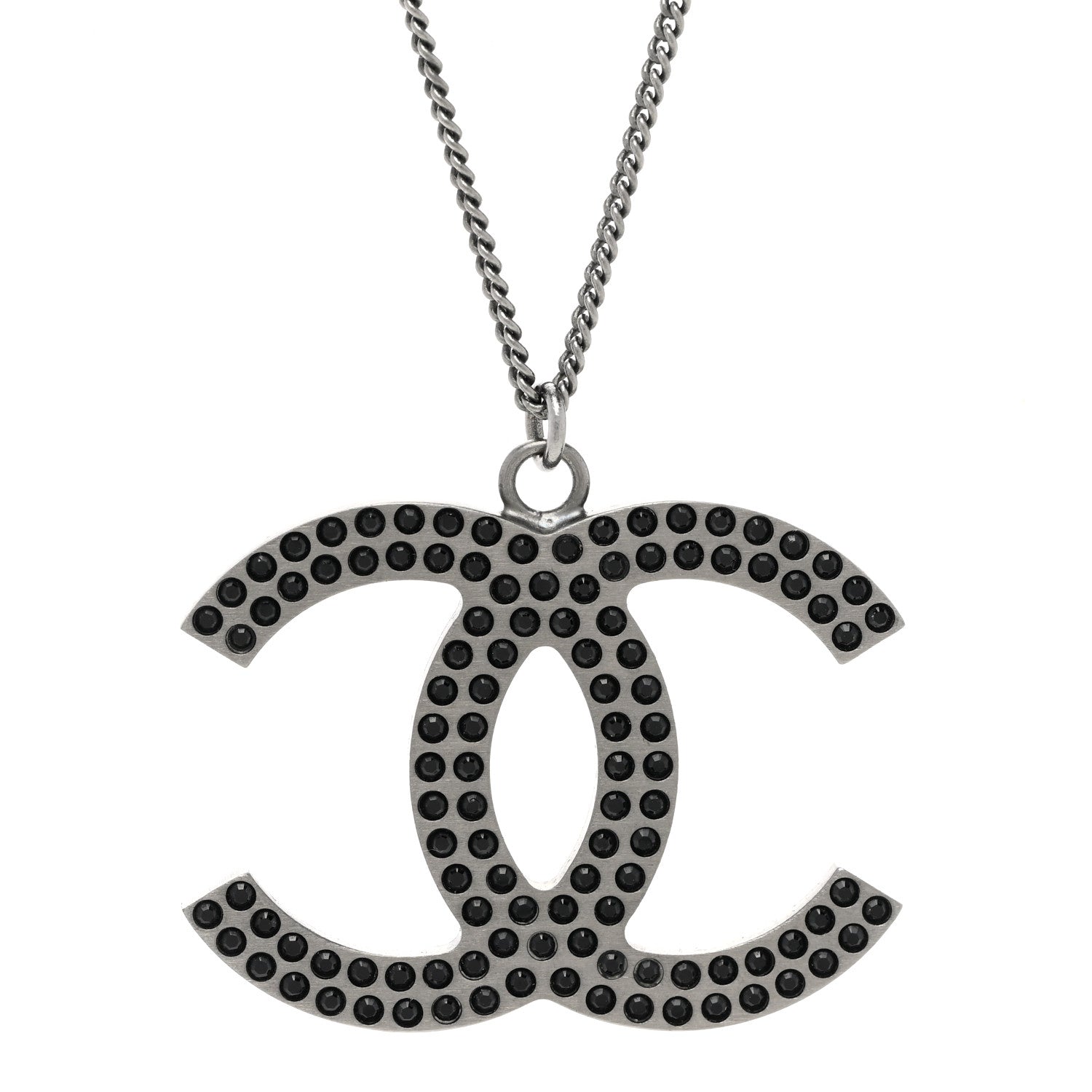 Chanel Crystal Large CC Necklace Ruthenium Black 4 of 6
