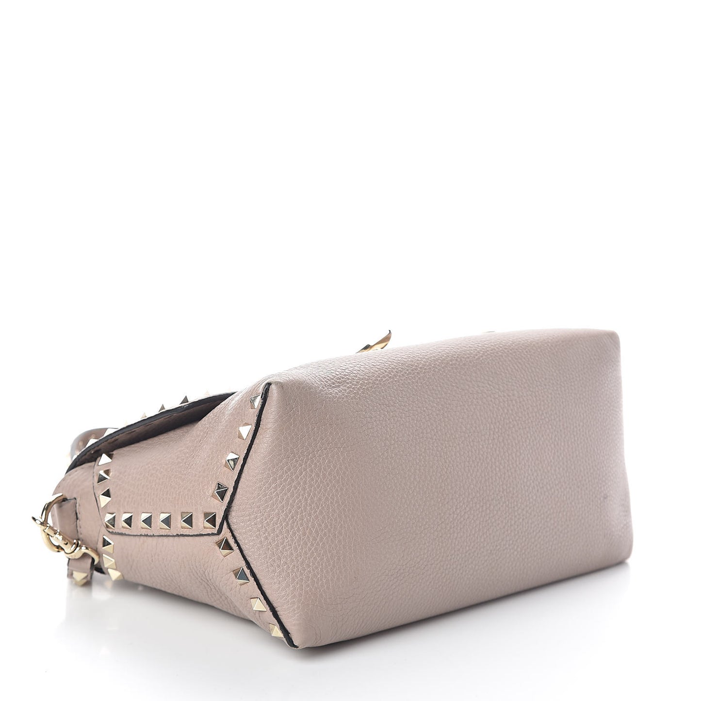 Pebbled Calfskin Rockstud Single Handle Flap Bag Poudre