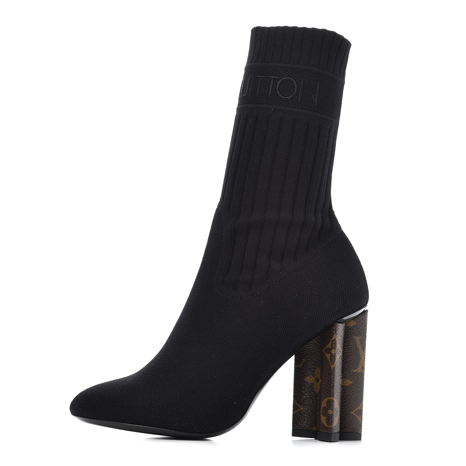 Louis Vuitton Monogram Stretch Fabric Silhouette Ankle Boots 35 Black 1 of 7