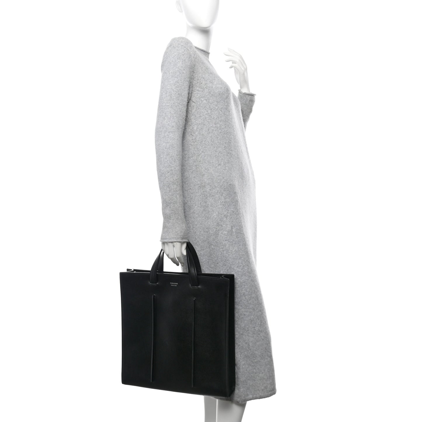 Hammered Calfskin Rib Tote Black