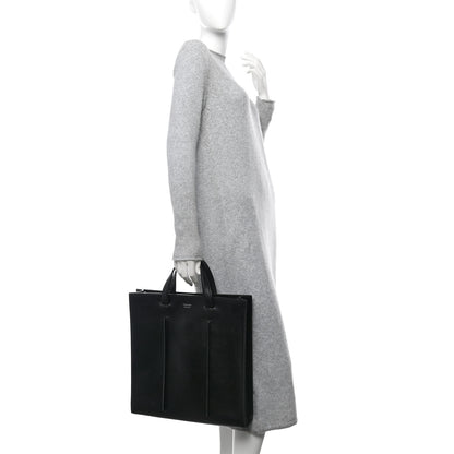 Salvatore Ferragamo Hammered Calfskin Rib Tote Black 2 of 13