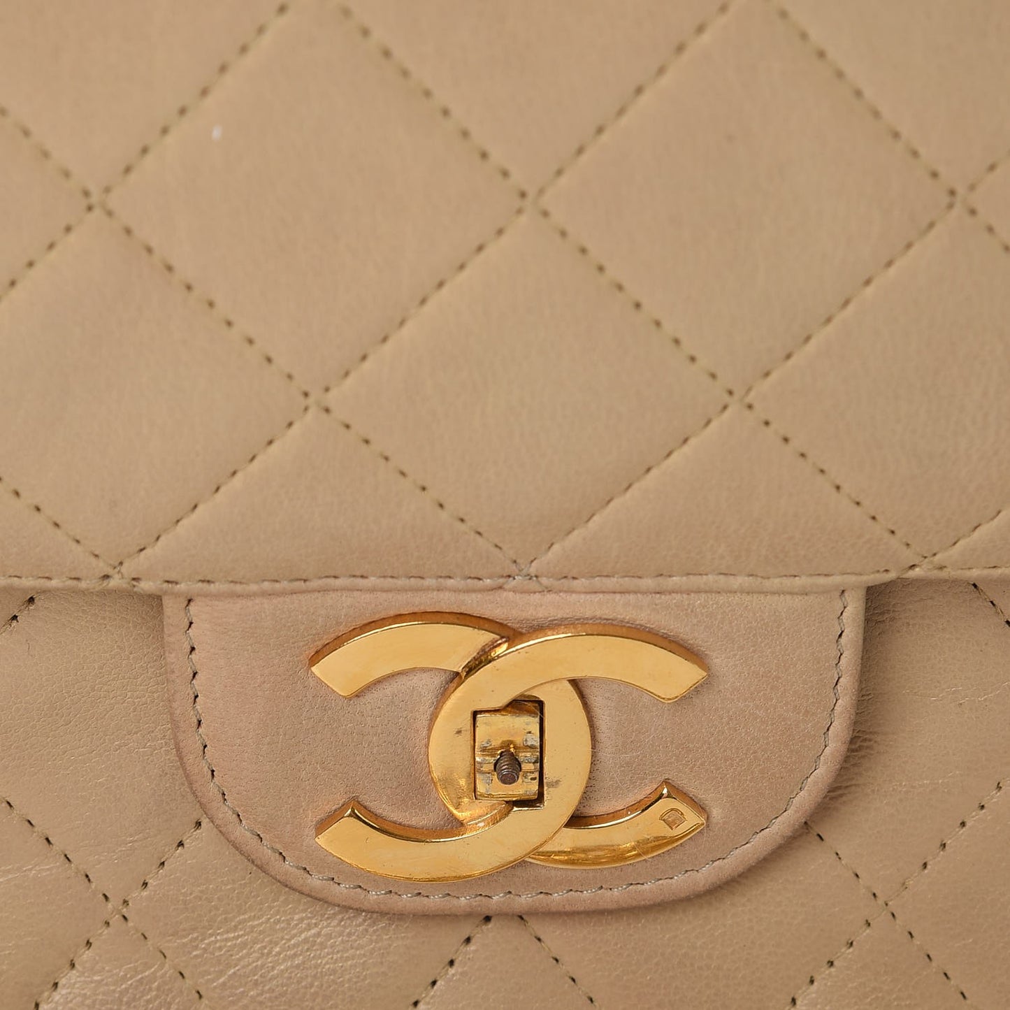 Lambskin Quilted Medium Bijoux Chain Double Flap Beige