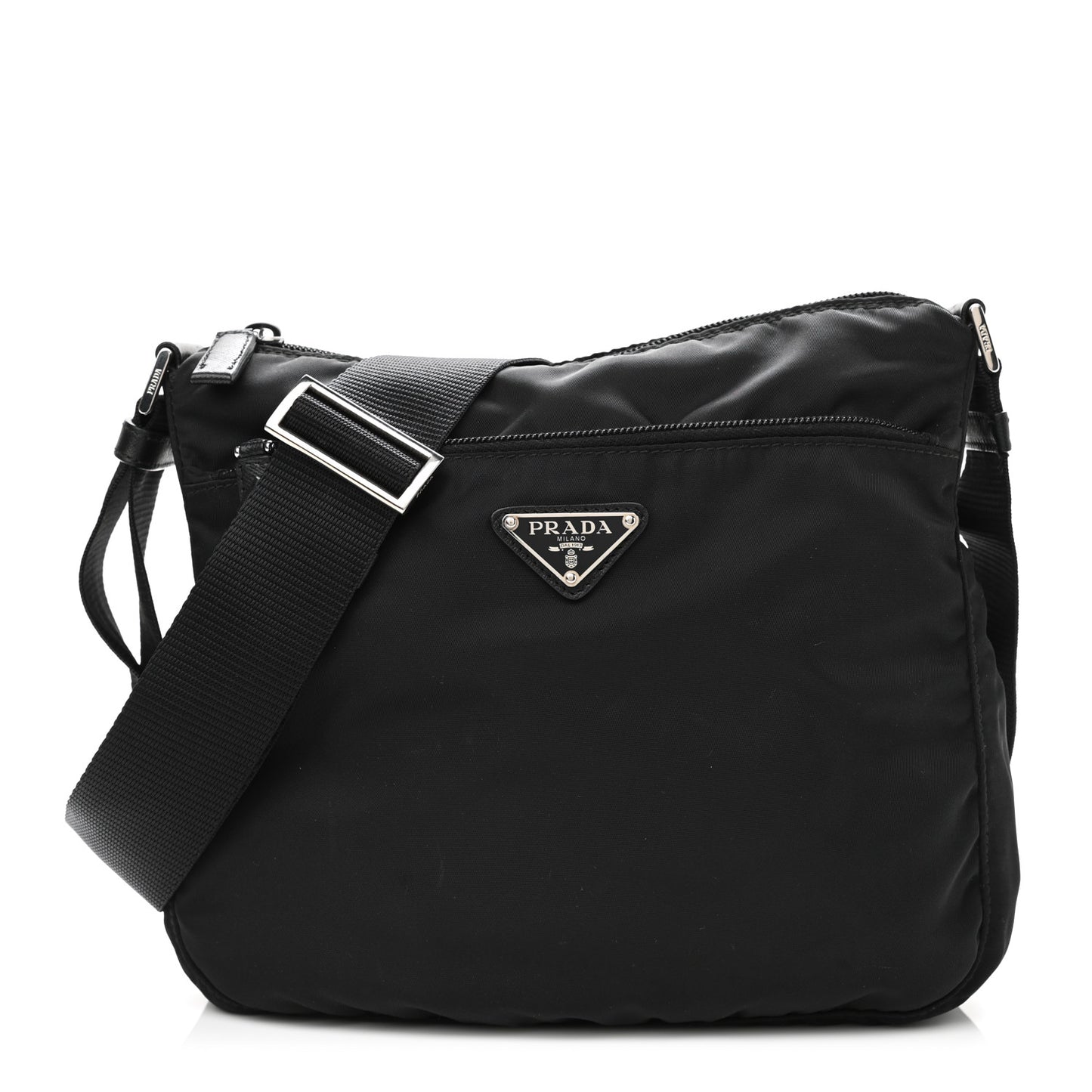 Nylon Vela Flat Messenger Bag Black