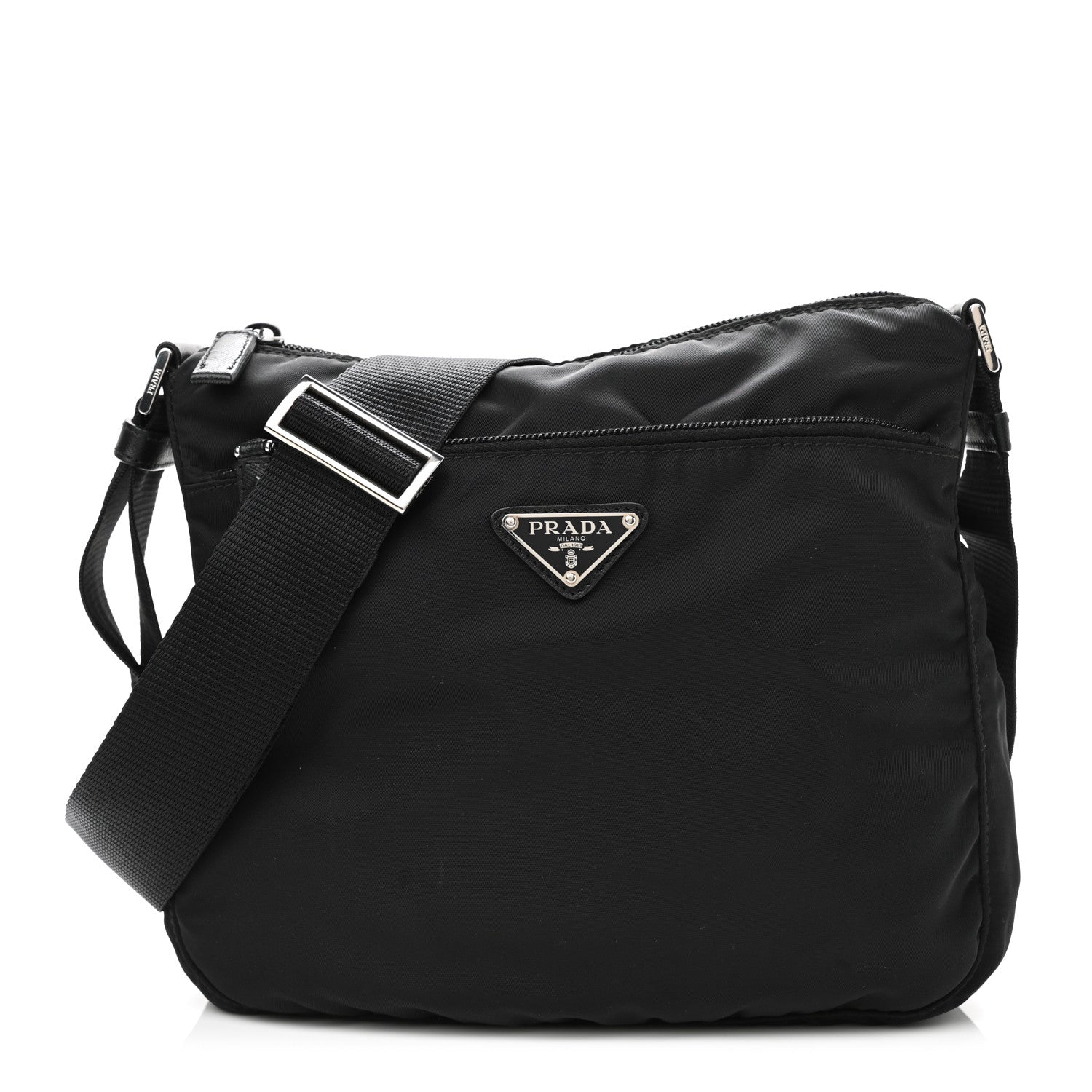 Prada Nylon Vela Flat Messenger Bag Black 1 of 11