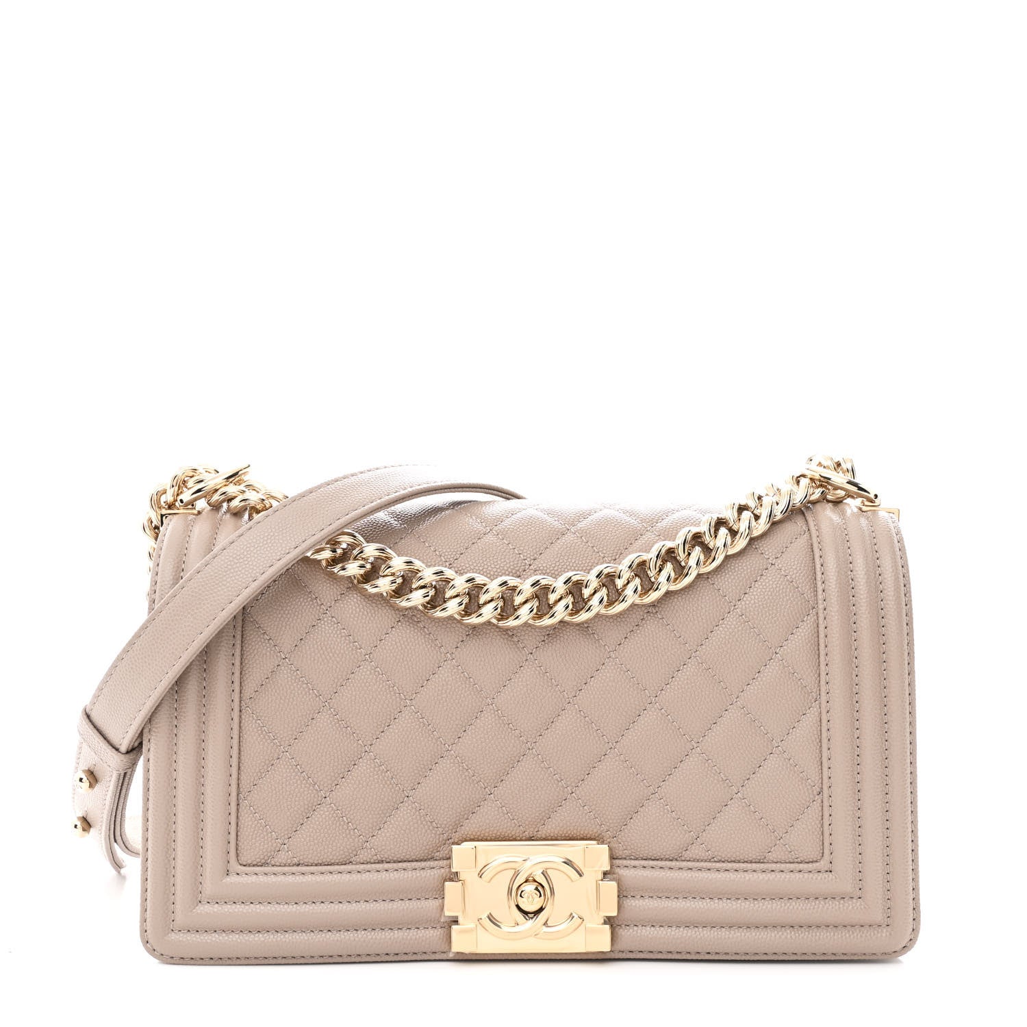 Chanel Caviar Quilted Medium Boy Flap Dark Beige 1 of 11