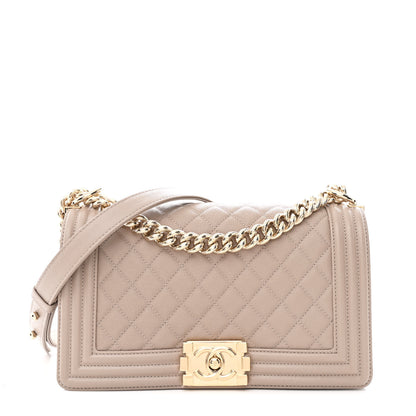 Chanel Caviar Quilted Medium Boy Flap Dark Beige 1 of 11