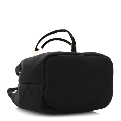 Prada Re-Nylon Quilted Metal Triangle Logo Mini Drawcord Pouch Shoulder Bag Black 4 of 12