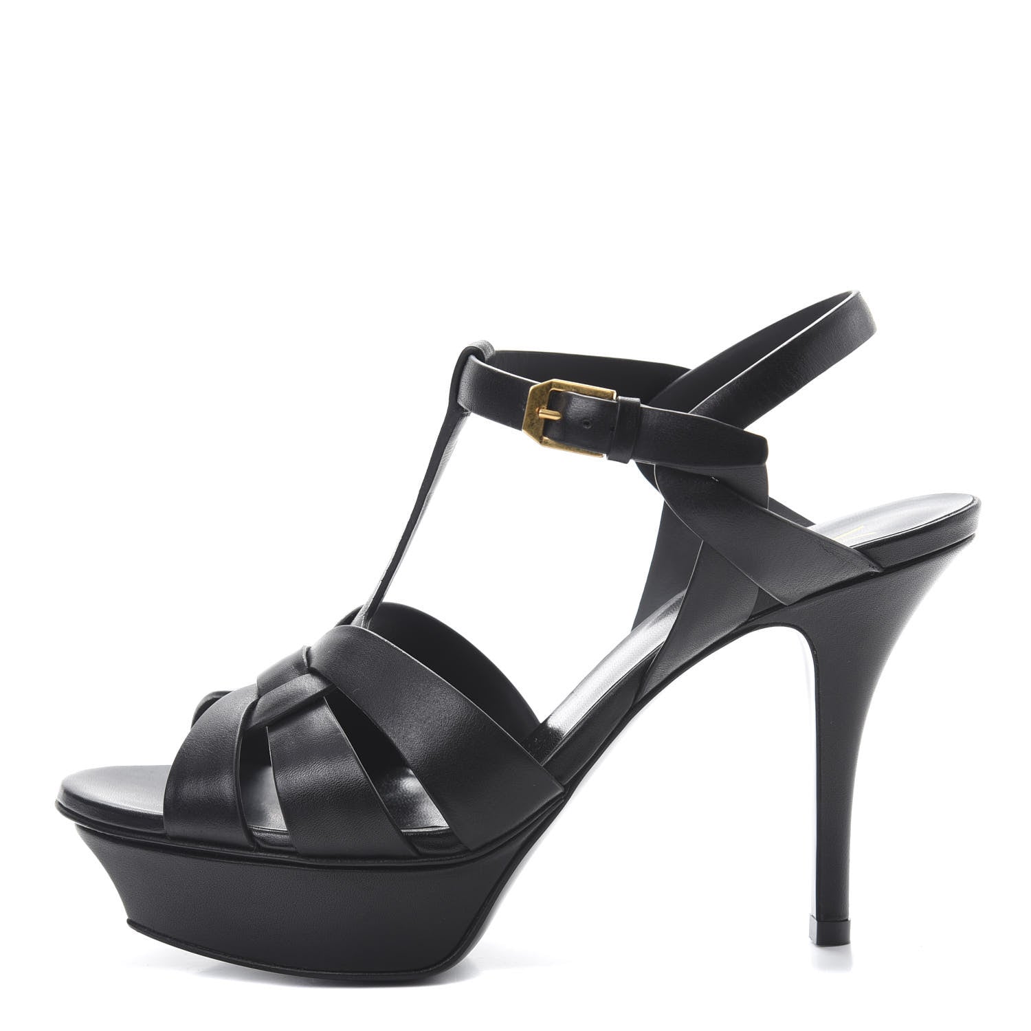 Saint Laurent Calfskin Tribute 75 Platform Sandals 36.5 Black 1 of 8