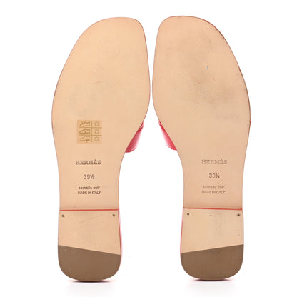 Hermes Calfskin Oran Sandals 39.5 Rouge Bali 14 of 30