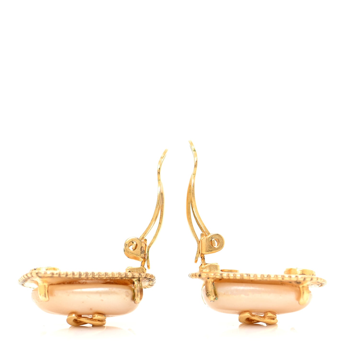 Pearl CC Clip On Earrings Gold