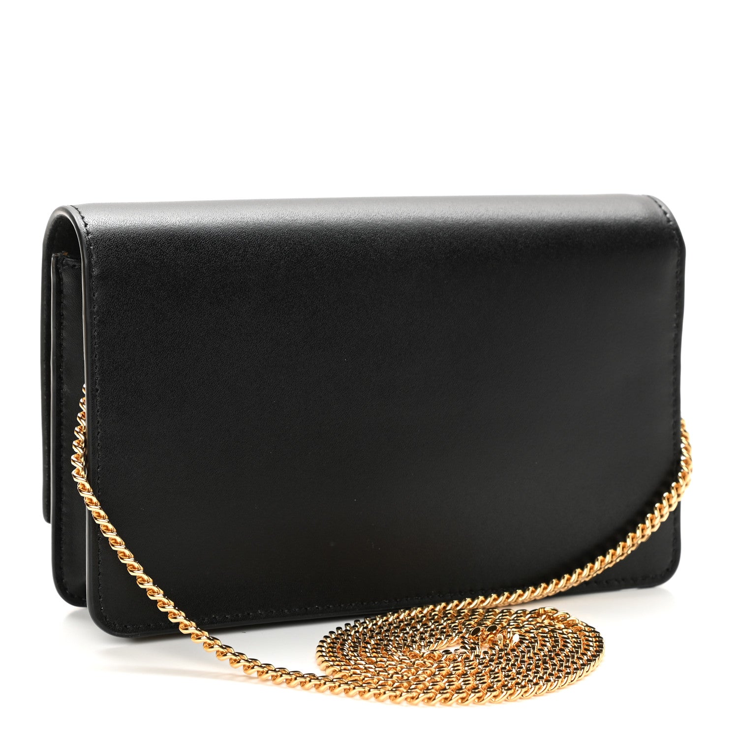 Fendi Vitello Liberty Lucido Metal Monster Eyes Tube Wallet on Chain Black 3 of 11