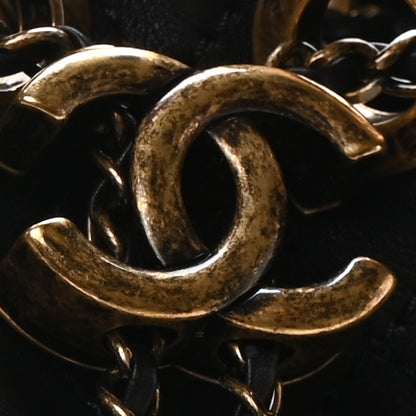 Chanel Calfskin Stitched Small Paris Rome Drawstring CC Bag Black 8 of 10