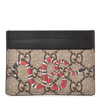 Gucci GG Supreme Monogram Kingsnake Card Holder Beige Black 1 of 6