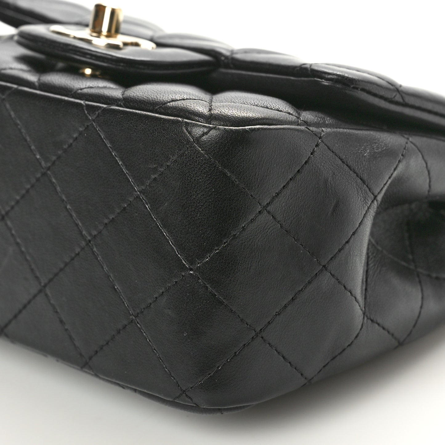 Lambskin Quilted Mini Square Flap Black