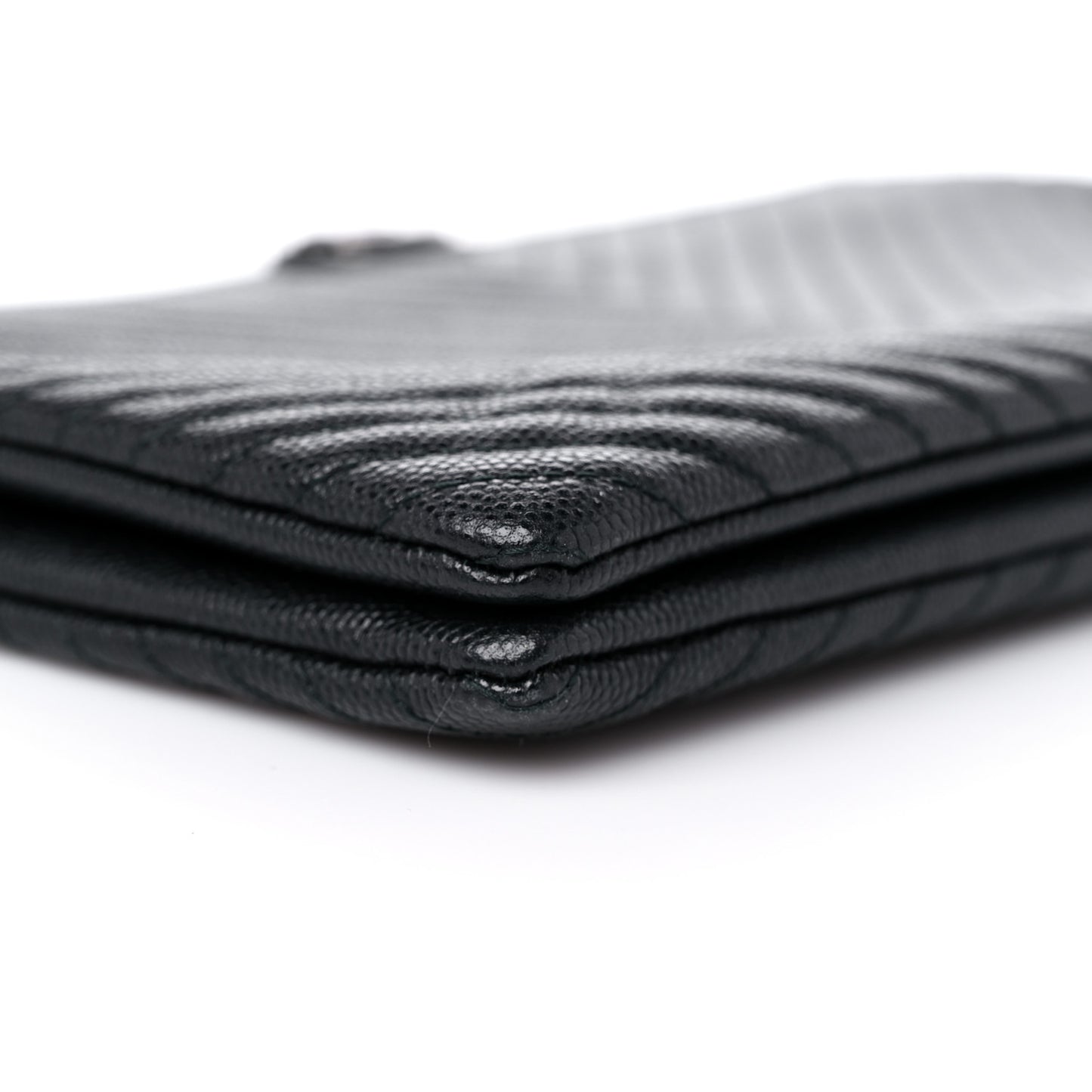 Caviar Chevron Quilted Small Zipped Boy Pouch Black
