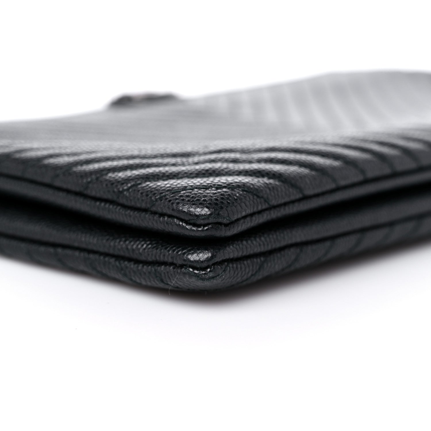 Chanel Caviar Chevron Quilted Small Zipped Boy Pouch Black 11 of 17