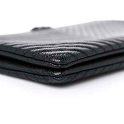 Chanel Caviar Chevron Quilted Small Zipped Boy Pouch Black 11 of 17