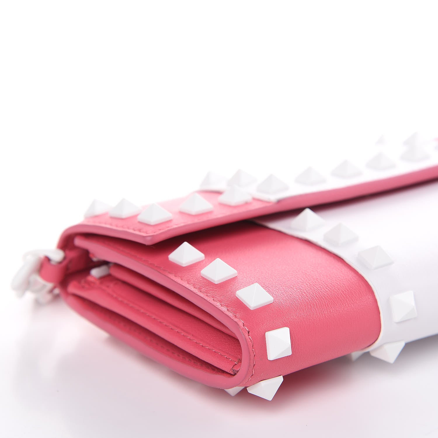 Valentino Garavani Vitello Colorblock Free Rockstud Wristlet Travel Wallet Shadow Pink Optic White 11 of 12