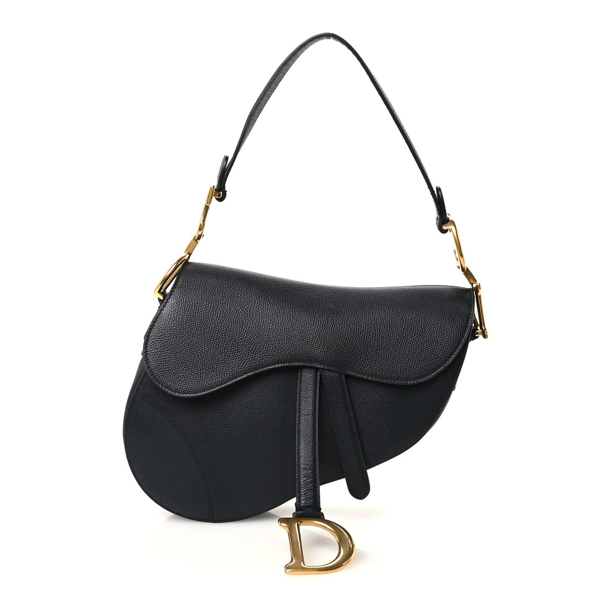 Grained Calfskin Saddle Bag Black